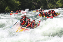 Geodynamics Program group riding the rapids in British Columbia, Canada.