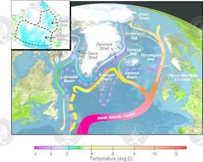 North Atlantic current temperature illustration for Ruth Curry.