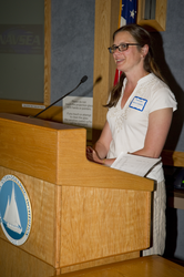 Rebecca Gast introducing the guest of honor.