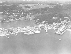 Aerial view of WHOI dock area