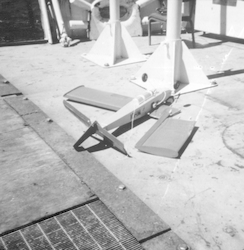 Frederick Hess' model airplane on deck