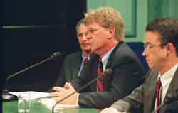 Bill Curry giving testimony at a Senate hearing