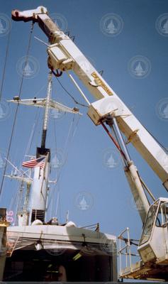 Man working large crane