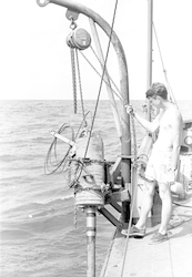 F. Beecher Wooding on deck of Chain with corer