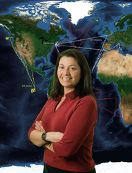 Liz Caporelli with ship track map for 2007