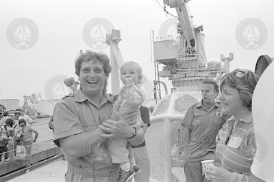 Steve Gegg with his family on Knorr after return from the Titanic cruise.