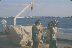 Deck of Akademik Vernadskii, Nick Fofonoff being interviewed for television