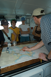 Captain Ken Houtler teaching the basics of navigation.