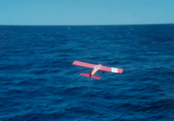 Frederick Hess' model plane over open water
