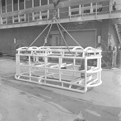 ANGUS vehicle on the WHOI dock during testing.