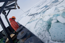 Peter Winsor monitoring CTD cable tension.