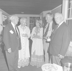 Gathering at Fenno House before annual Trustees meeting.