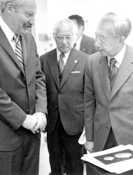 Visiting Emperor Hirohito (right) and Howard Sanders (left).
