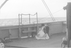 Plankton net on deck of Bear