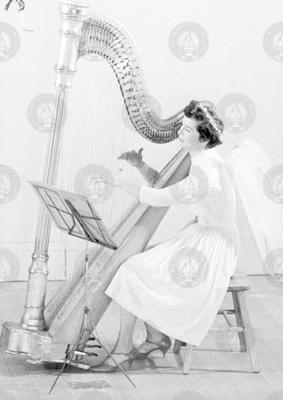 Ruth von Arx playing the harp at Woods Hole Follies.
