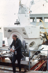 George Broderson with Alvin on R/V Lulu.