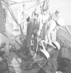 People on deck of Captain Bill II with bottom recorder.