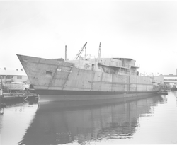 Full view of R/V Melville, under construction.