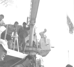 Watching the line crossing ceremony