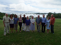 A group visit to Sara Dent's home by WHOI staff and WHOI guests.