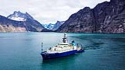 R/V Neil Armstrong waits out a storm in Prince Christian Sound, Greenland.