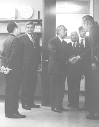 Emperor Hirohito meeting Howard Sanders.