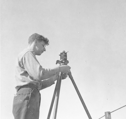 Andrew Bunker outside with equipment