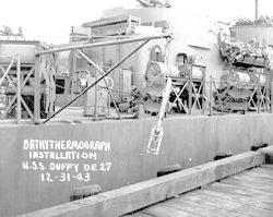 Bathythermograph over the side of the U. S. S. Duffy