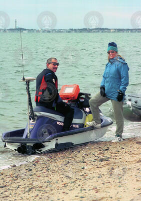 Steve Elgar and Britt Raubenheimer with the WHOI PVLAB jet ski vehicle.