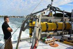 Kevin Manganini on the transit vessel with the QuadPod aparatus.