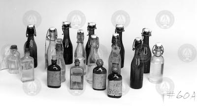 Water sample bottle collection.  Early samples.
