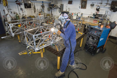 Geoffrey Ekblaw welding HROV Nereus framework.