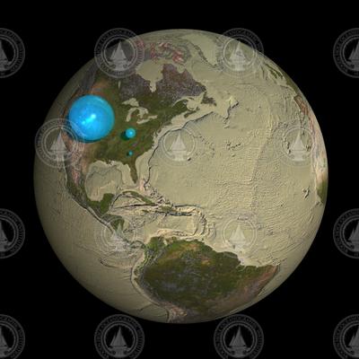 The Earth's water supply compared to the size of the U.S.