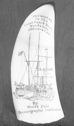 Sample of scrimshaw carved by Barrett Buzz McLaughlin