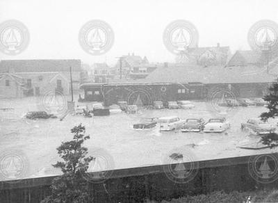 Depot Square during Hurricane Carol