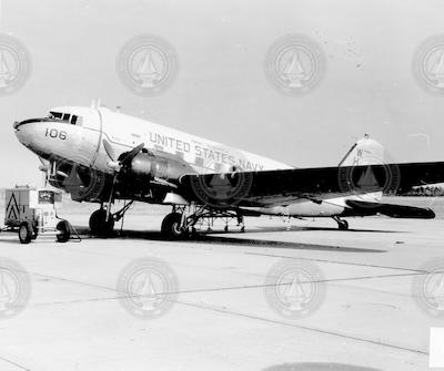 Full view of R4D aircraft at airport