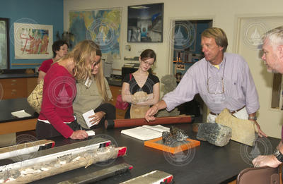 Jim Broda (center right) shows the 2003 Fellows core samples.