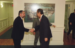 Bob Gagosian (left) meeting Japanese Minister Omi.