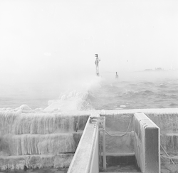 Fisheries dock in winter.