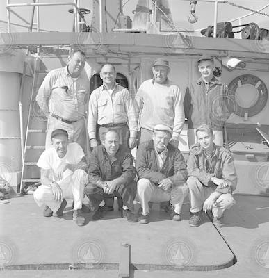 Crew members of Gosnold on the foredeck.