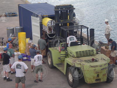 HROV Nereus being loaded into van.