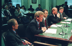 Bill Curry (second from left) speaking at a US Senate committee hearing