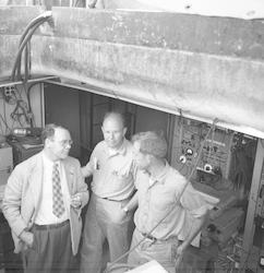 Dick Backus, Harold Barnes and Harold Edgerton on Yamacraw.