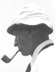 Henry Bryant Bigelow smoking a pipe.