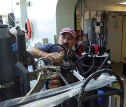 Phil Alatalo working on the VPR on the ship.