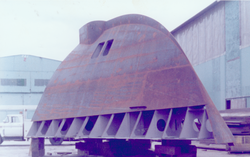 Bow section of Oceanus during construction