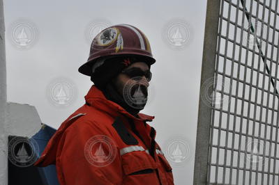 Dan Torres operating the deck winch controls.