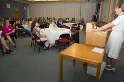 Captain Heidemarie Stefanyshyn-Piper giving her presentation.