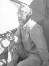 Alfred Woodcock in sunglasses and uniform