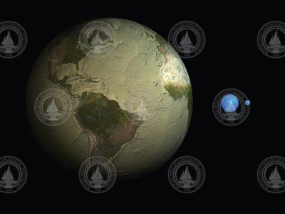 Earth and its water coverage in relation to its size.